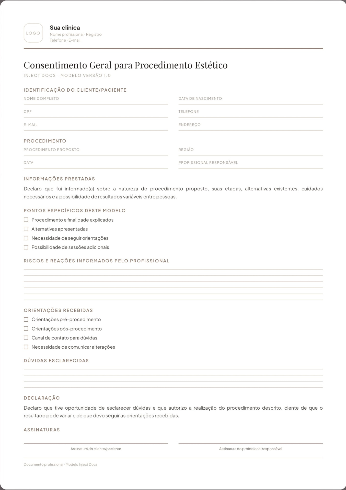 Documento antes da personalização